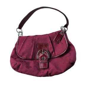 Coach Crimson Soho Signature Flap Hobo Shoulder Hand Bag F17093